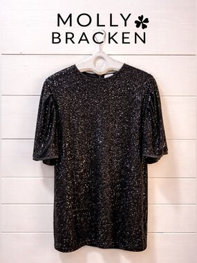 LILI SIDONIO MOLLY BRACKEN Black  Sequin Mini Dress size M/L.